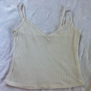 H&M Cream Ribbed Crop Top